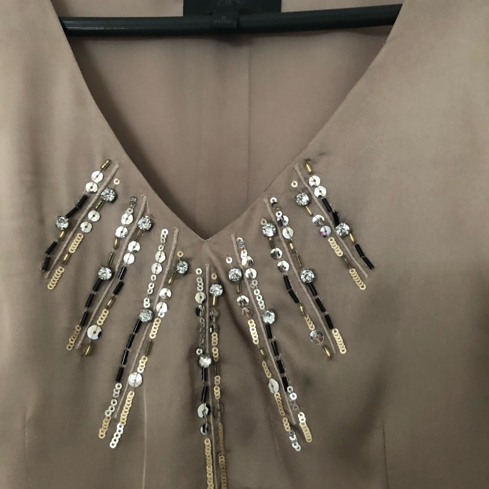 Banana Republic beige sheer top with Sequin Embellishments Fits Size 4